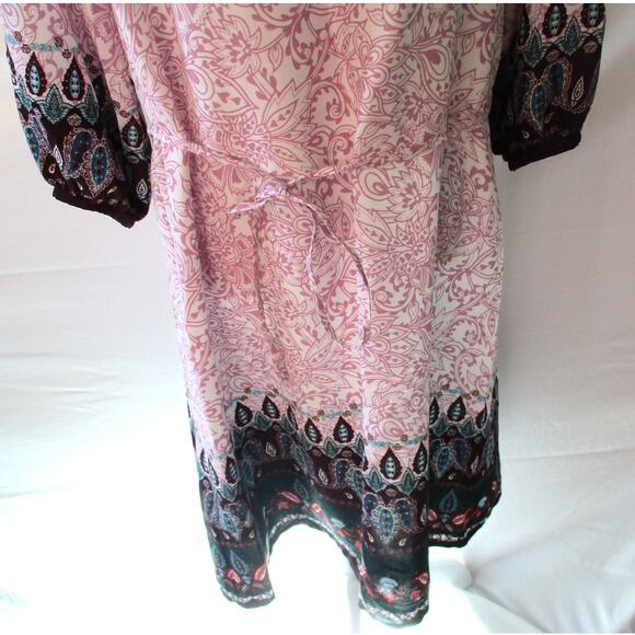 Loft Women's White & Pink Floral Print 3/4 Sleeve Off The Shoulder Dress Size M. - Picture 3 of 9